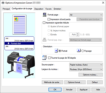 figure&nbsp;: Onglet Configuration de la page