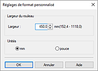 figure : Réglages de format personnalisé - boîte de dialogue