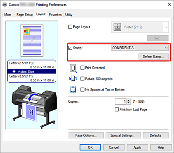 figure:Define Stamp... auf der Registerkarte Layout