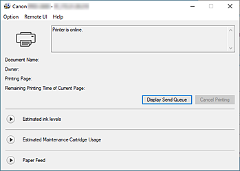 Imagen: Monitor de estado Canon IJ
