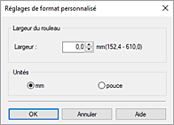 figure : Réglages de format personnalisé - boîte de dialogue
