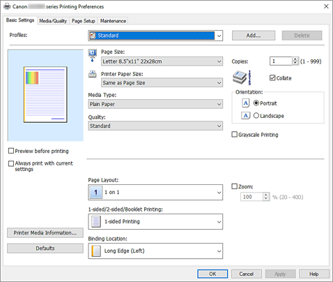 figure:Basic Settings tab