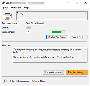 插圖：Canon IJ Status Monitor