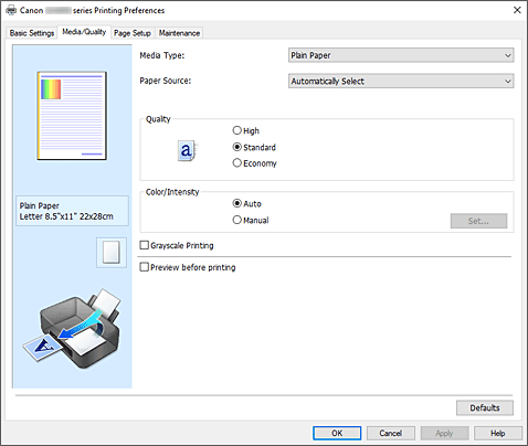 hình: Tab Phương tiện/Chất lượng