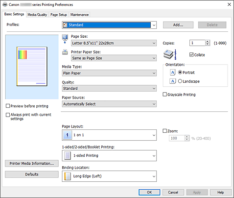 figure:Basic Settings tab