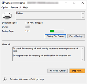 gambar: Monitor Status Canon IJ