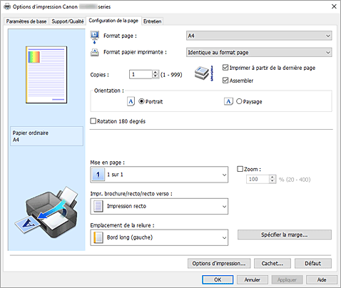 figure&nbsp;: Onglet Configuration de la page