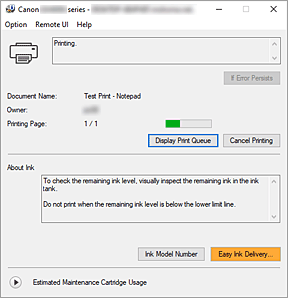 afbeelding: Canon IJ-statusmonitor