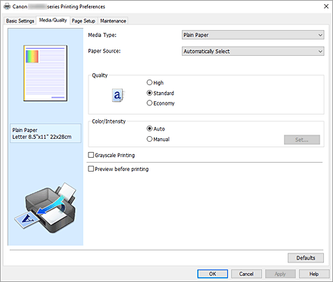 şekil: Ortam/Kalite sekmesi