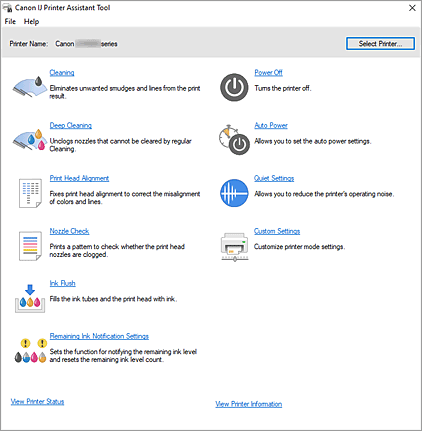 الشكل: Canon IJ Printer Assistant Tool