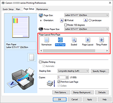 фигура: Избиране на &bdquo;Fit-to-Page&rdquo; за &bdquo;Page Layout&rdquo; в раздела &bdquo;Page Setup&rdquo;