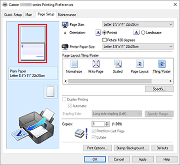 фигура: Показване на визуализация на настройките в раздела &bdquo;Page Setup&rdquo;