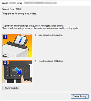 фигура: Дисплей за грешки на Canon IJ Status Monitor