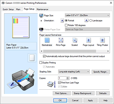 figure:Page Setup Tab