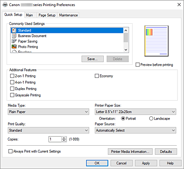 kuva:Pika-asetukset-välilehti