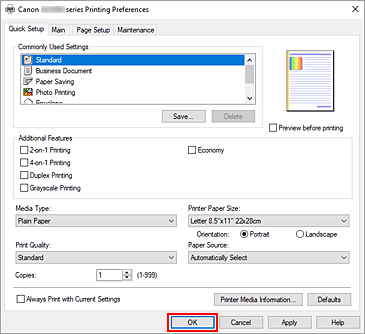 figura:OK din fila Quick Setup