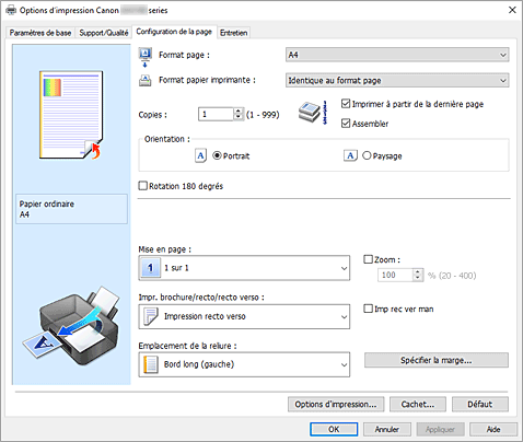 figure&nbsp;: Onglet Configuration de la page