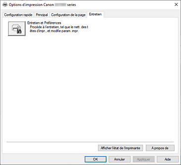 figure&nbsp;: Onglet Entretien