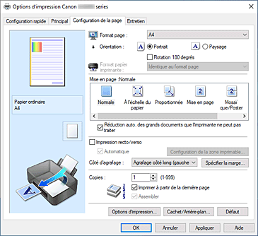 figure&nbsp;: Onglet Configuration de la page