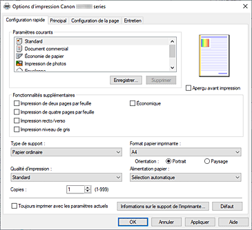 figure&nbsp;: Onglet Configuration rapide