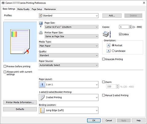 figure:Basic Settings tab