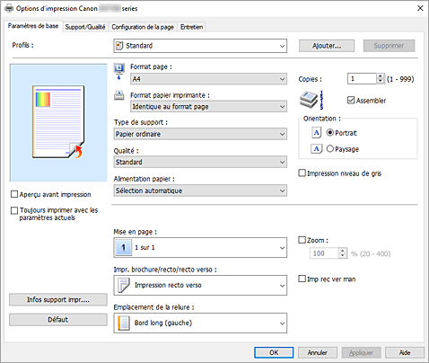 figure : onglet Paramètres de base
