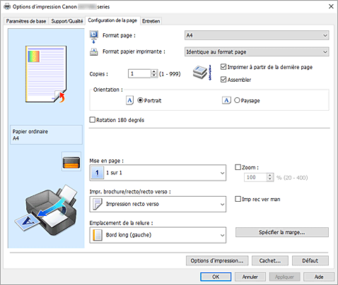 figure&nbsp;: Onglet Configuration de la page