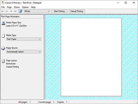 şekil: Canon IJ Önizleme