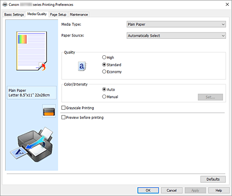 şekil: Ortam/Kalite sekmesi
