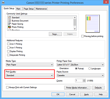 figura:Print Quality din fila Quick Setup