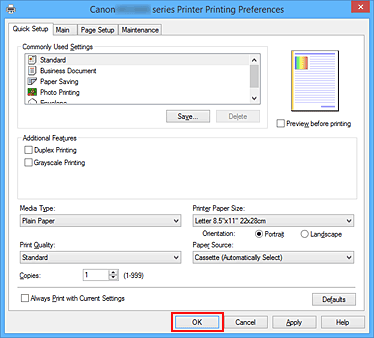 pav.: Mygtukas &bdquo;Gerai&ldquo; greitosios sąrankos skirtuke
