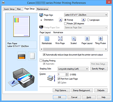 figure:Page Setup Tab