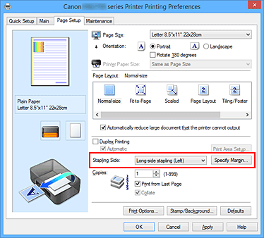 slika: Strana za spajanje na kartici Postava stranice