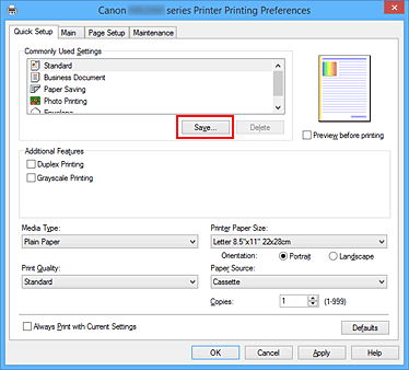 figura:Save... din fila Quick Setup