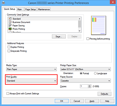 figura:Print Quality din fila Quick Setup