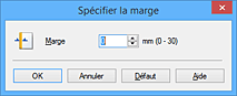 figure : Boîte de dialogue Spécifier la marge