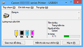 hình: Màn hình trạng thái Canon IJ