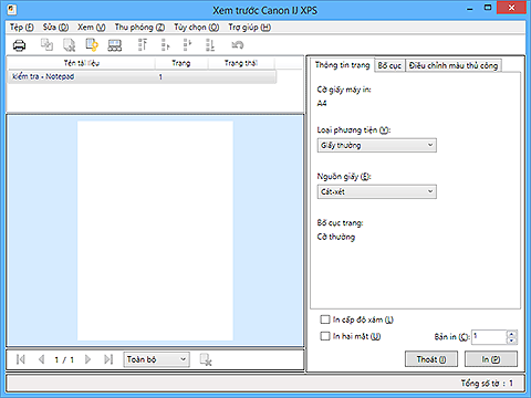 hình: Xem trước Canon IJ XPS