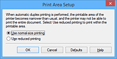 фигура: Диалогов прозорец „Print Area Setup”