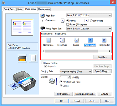 фигура: Избиране на „Page Layout” за „Page Layout” в раздела „Page Setup”