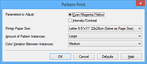 figure:Pattern Print dialog box