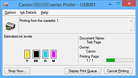 afbeelding: Canon IJ-statusmonitor