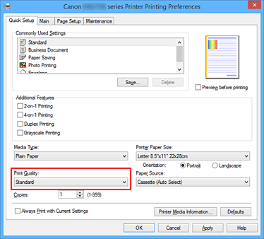 figura:Print Quality din fila Quick Setup