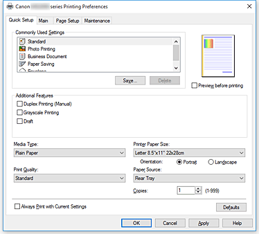 Imagen: ficha Configuración rápida