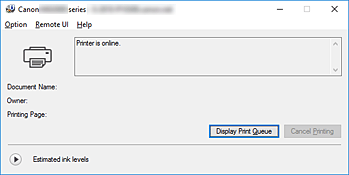 Obrázok: aplikácia Monitor stavu tlačiarne Canon IJ