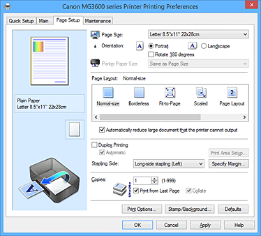 Imagen: ficha Configurar página