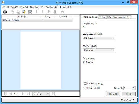 hình: Xem trước Canon IJ XPS