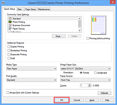 Imagen: Aceptar de la ficha Configuración rápida