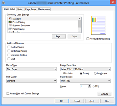 pav.: greitosios sąrankos skirtukas