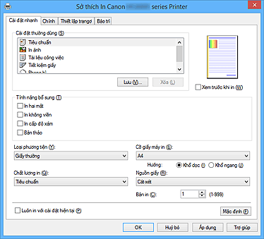 hình: Thanh Cài đặt nhanh
